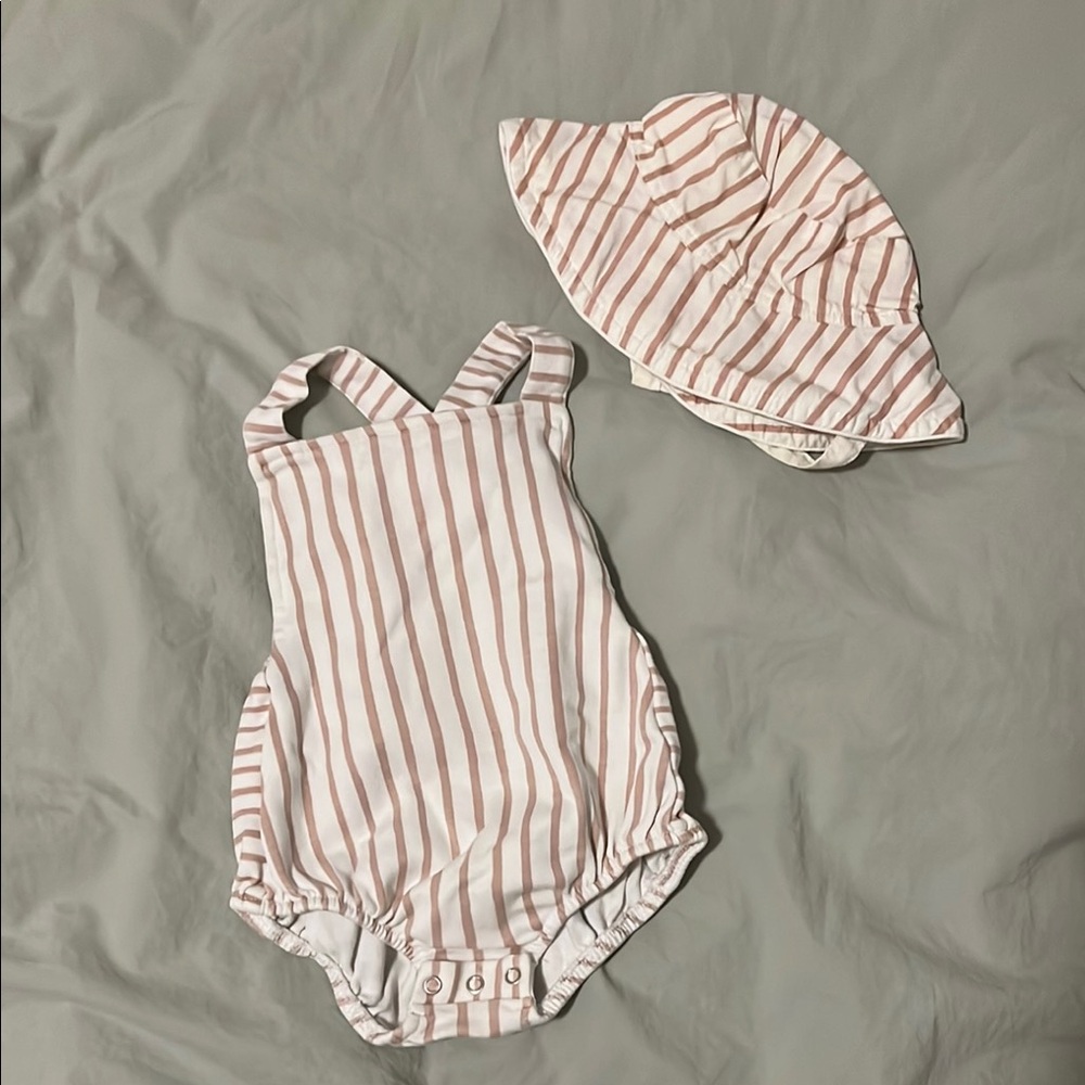 Pehr Baby Romper and sun hat set